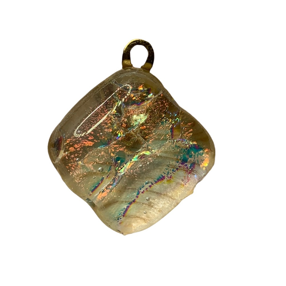 vintage art glass pendant Small Clear Diamond Shaped Home Studio Piece